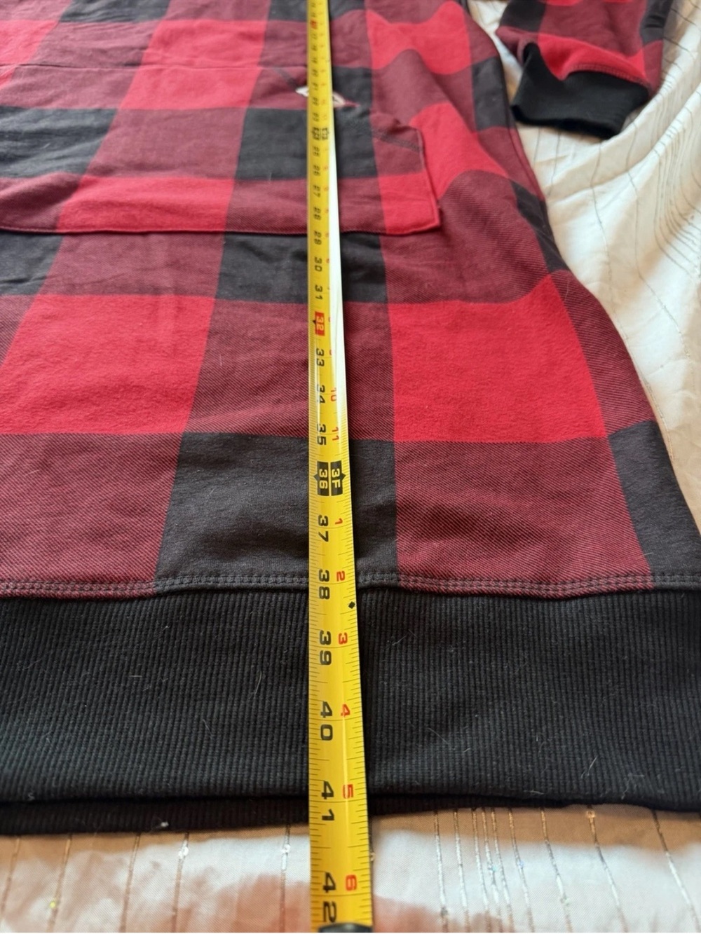 Lazy One Red/Black Buffalo Plaid Pullover Fleece Hoodie Snuggie Robe Pockets S/M - Picture 5 of 6